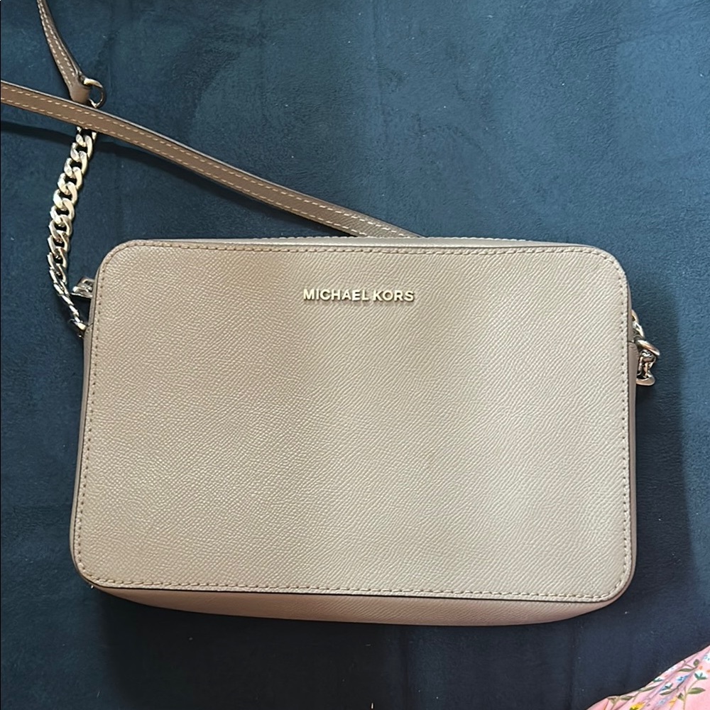 Michael Kors Tan Crossbody Bag with Metallic Details